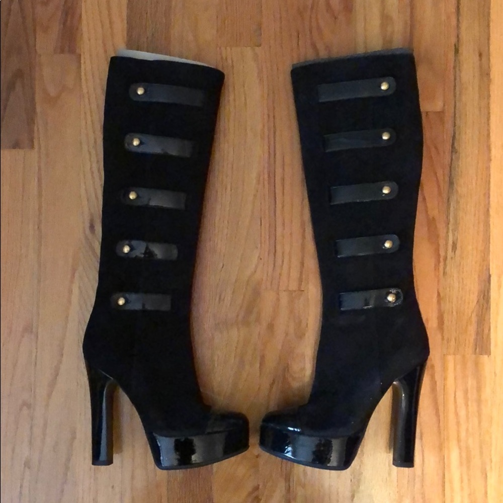 Fendi NWOT black suede/patent leather boots